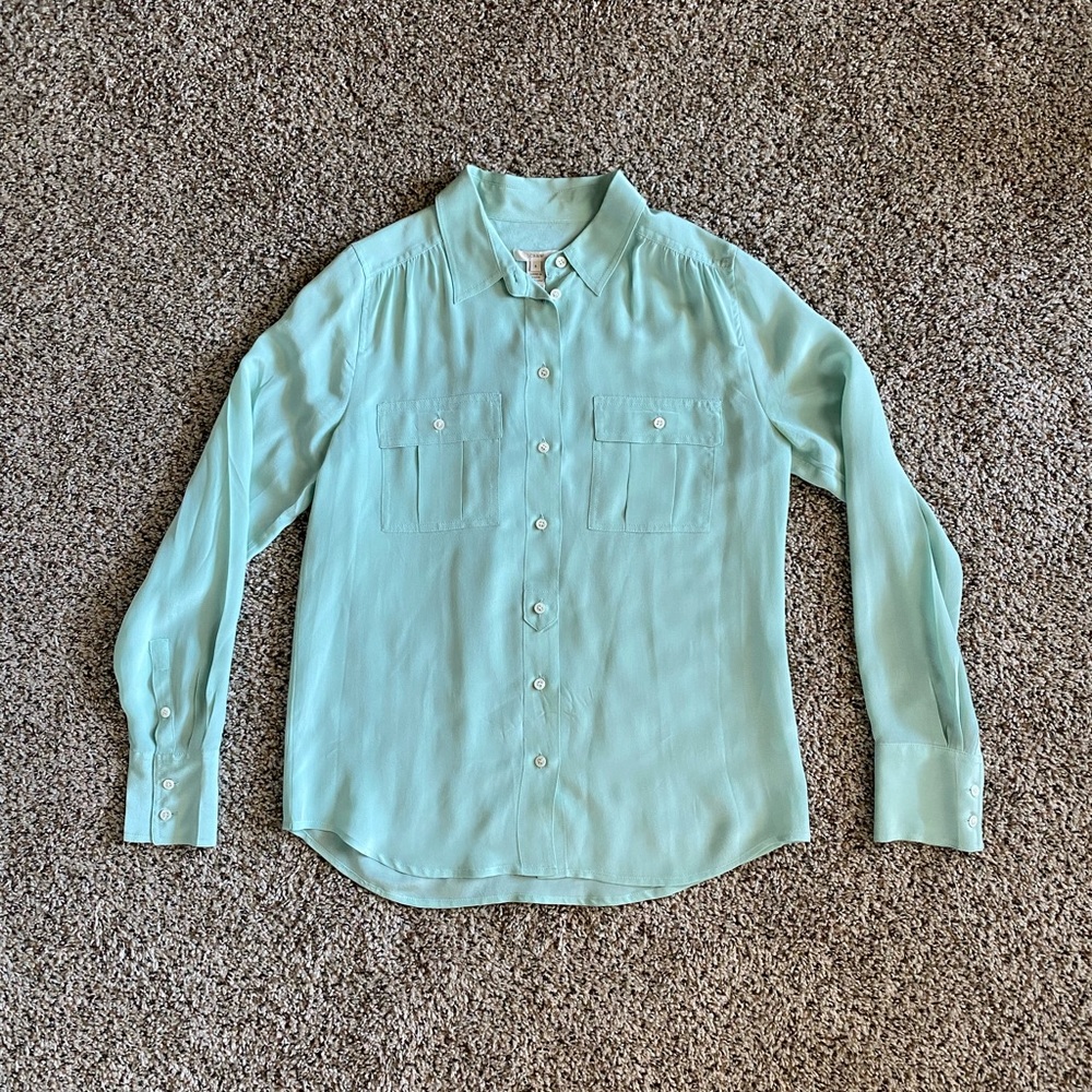 J. Crew Button-Down Blouse Top. 100% Silk.